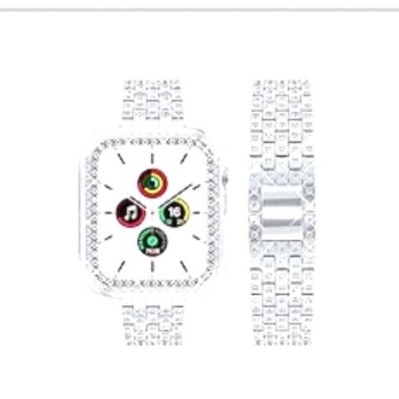 Watchband Silver with Rhinestones Apple watch compatible and frame NEW! - Picture 1 of 6